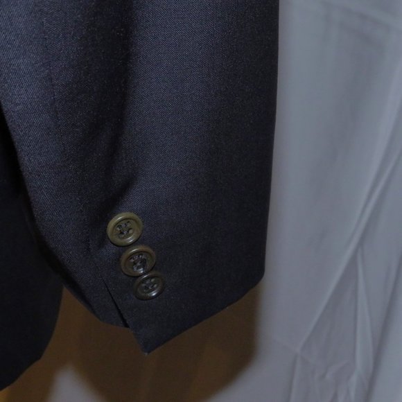 Romeo Gigli Vintage Solid Blue Peak Lapel Double Breasted Suit Jacket 40R - Picture 7 of 11